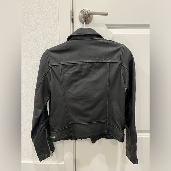 All Saints Bourne Biker Leather Jacket - Size US 4 - Picture 2 of 3